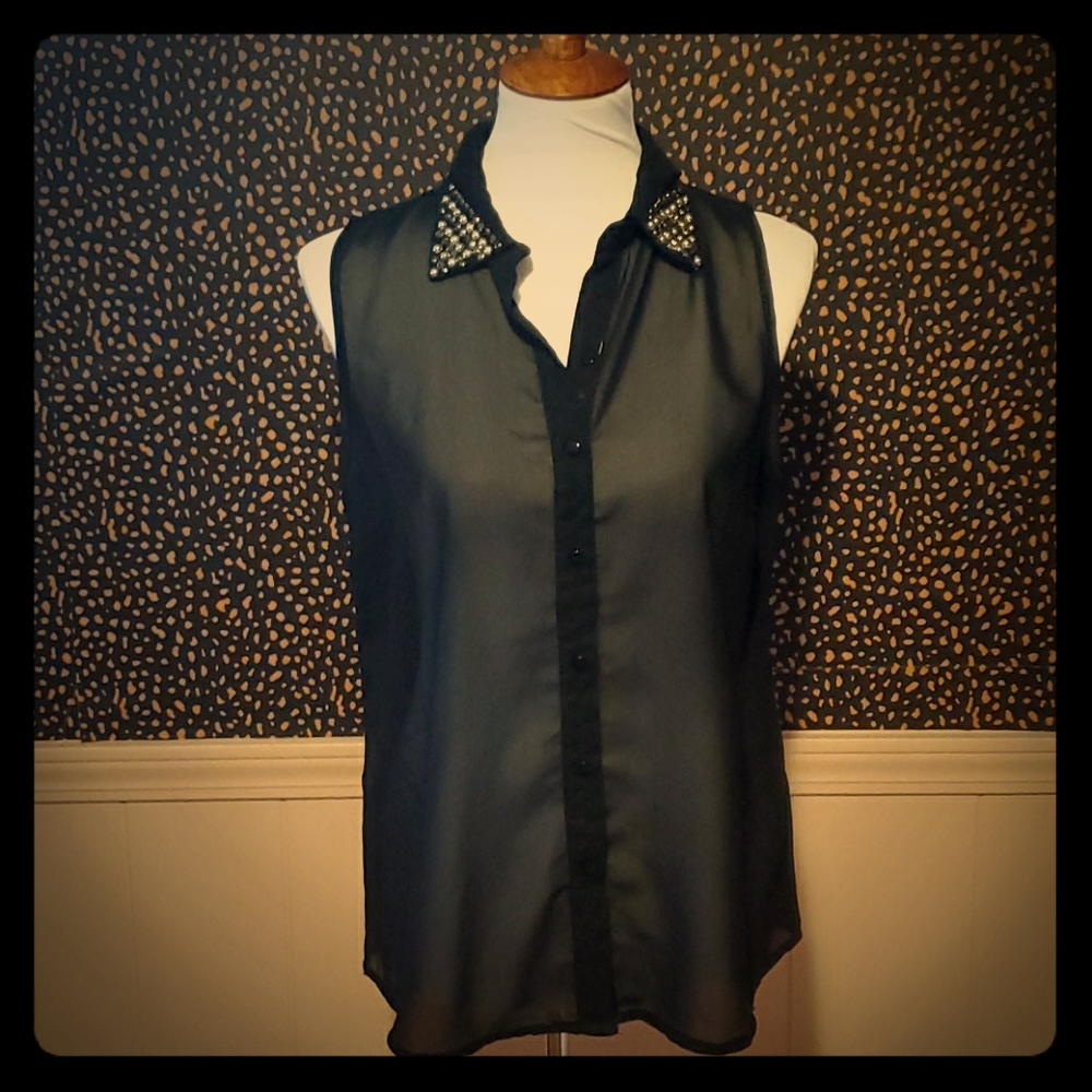 Sheer Black Sleeveless Blouse